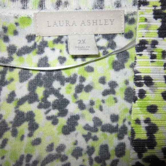 Laura Ashley Plus 2X Knit Cardigan Sweater Topper Open Animal Print 3/4 Sleeve - Picture 3 of 3